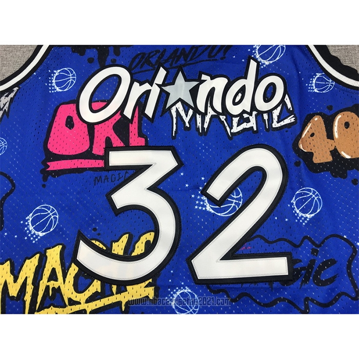 Camiseta Orlando Magic Shaquille O'Neal #32 Slap Sticker Mitchell & Ness 1994-95 Azul